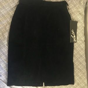 NWT Vintage Winlit Black Suede Leather Skirt